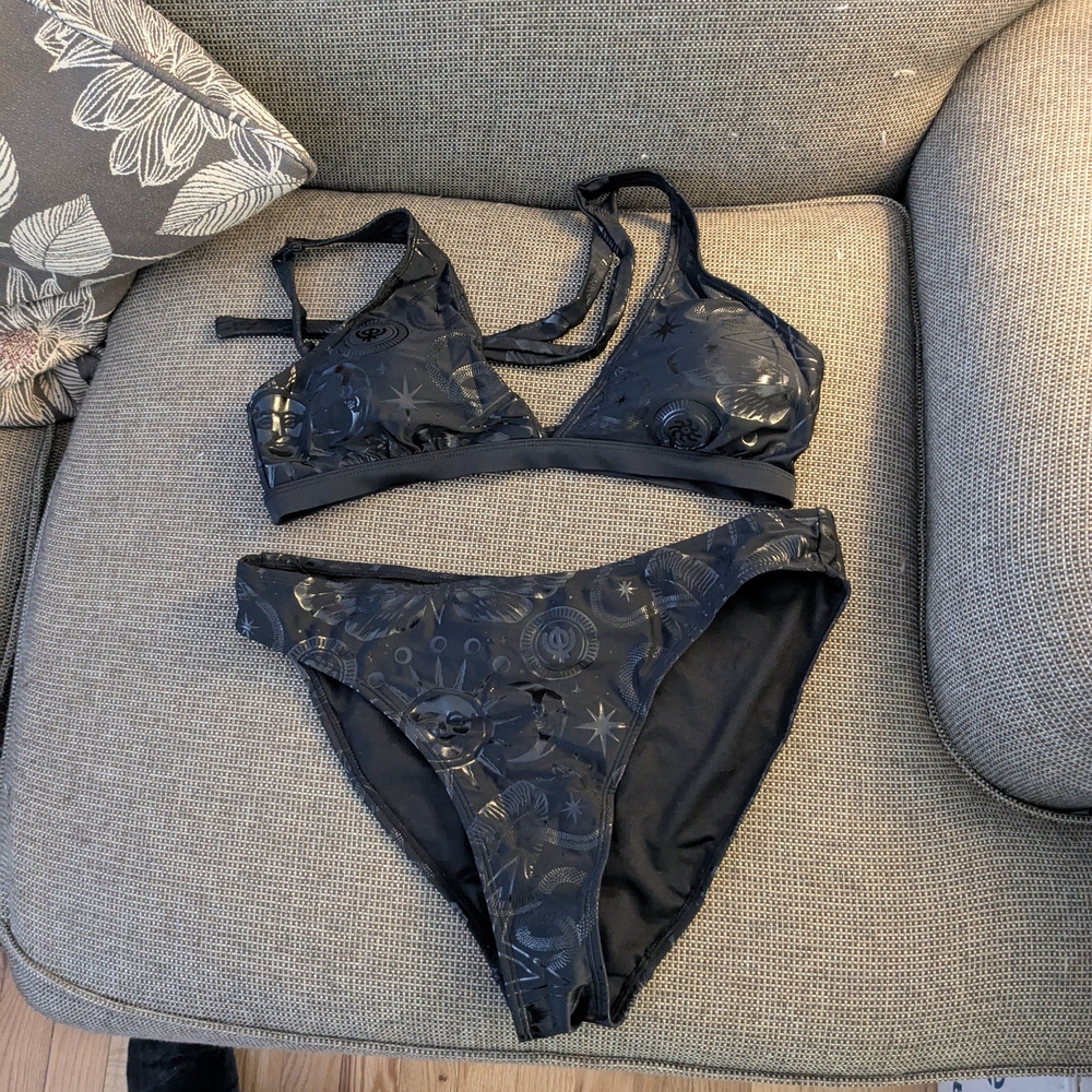 Black Patterned Bikini Set